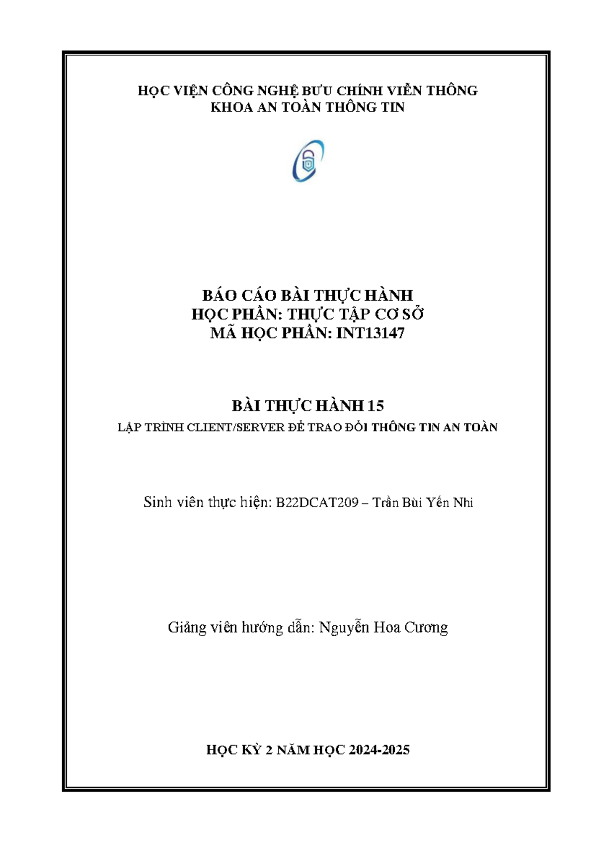 Bài Thực Hành 15: Lập Trình Socket TCP - INT13147 - Document Preview
