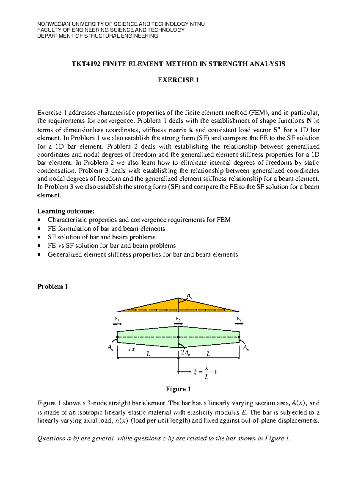 TKT4192 Final Exam Solutions for Finite Element Method Exercises - Studocu