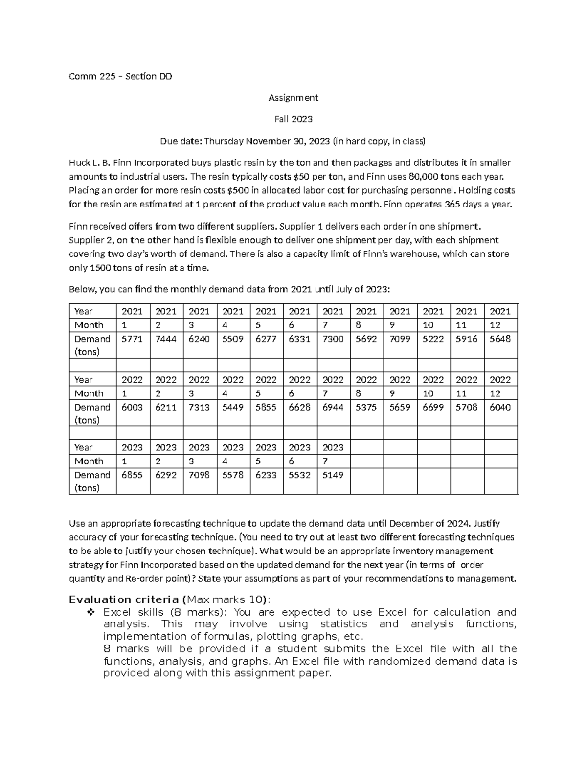 Comm 225 DD Assignment Fall2023 - Comm 225 – Section DD Assignment Fall ...