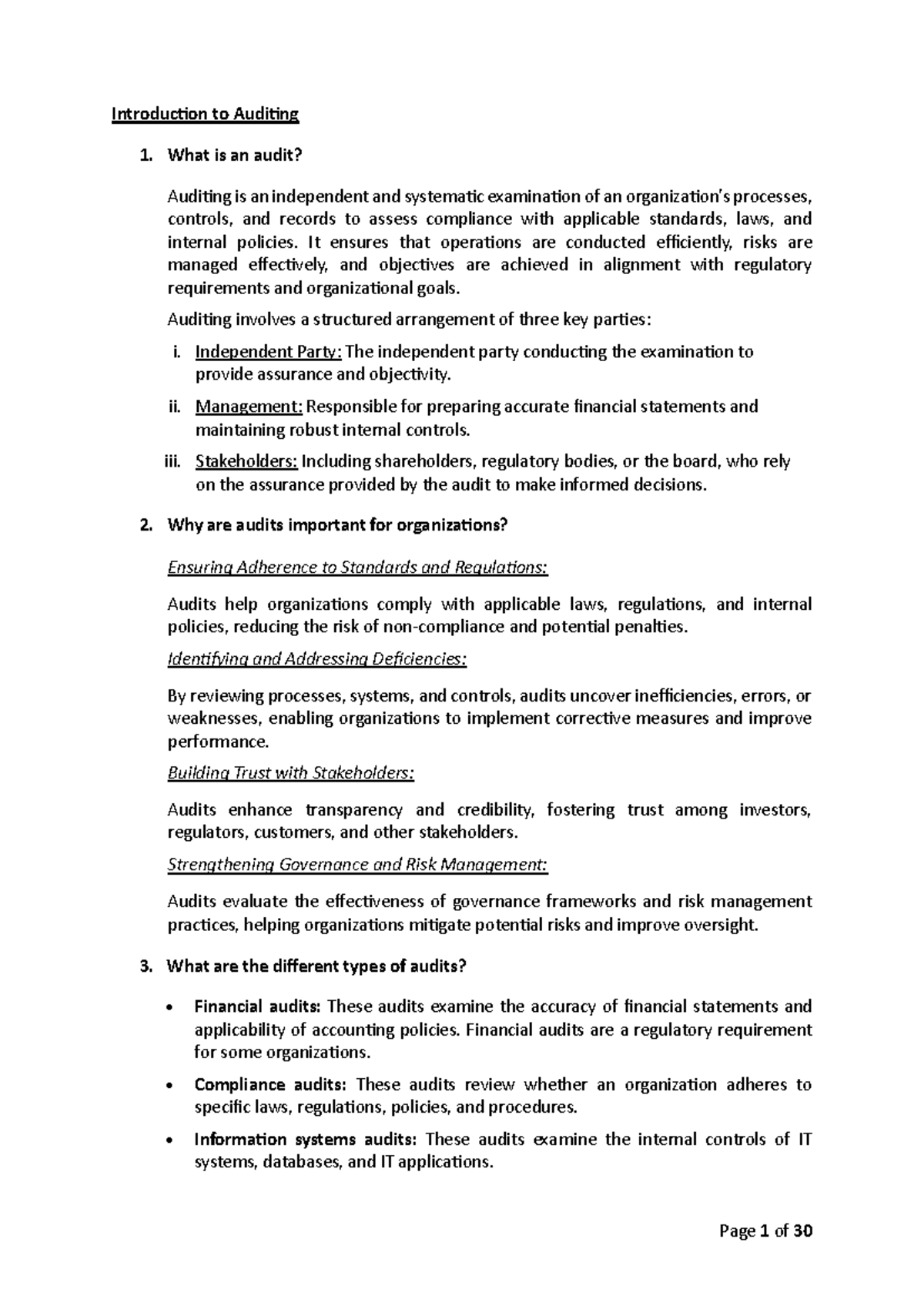 Introduction to Auditing: Key Concepts and Practices (AUD 101) - Studocu