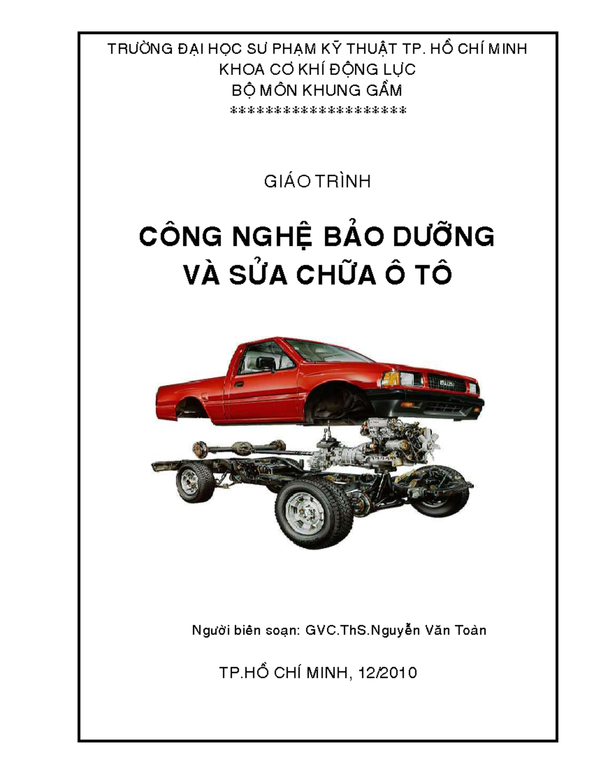 Giao Trình Công Nghệ Bảo Dưỡng và Sửa Chữa Ô Tô - DH SPKT TP. HCM - Document Preview