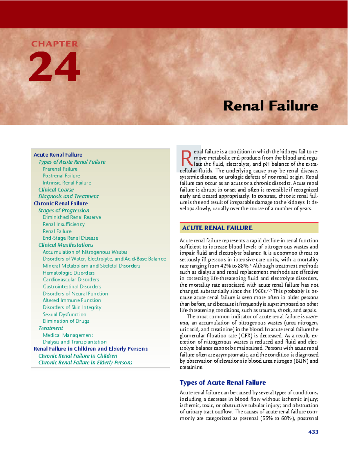 Pathophysiology OF Renal System - ####### 433 CHAPTER 24 Renal Failure ...