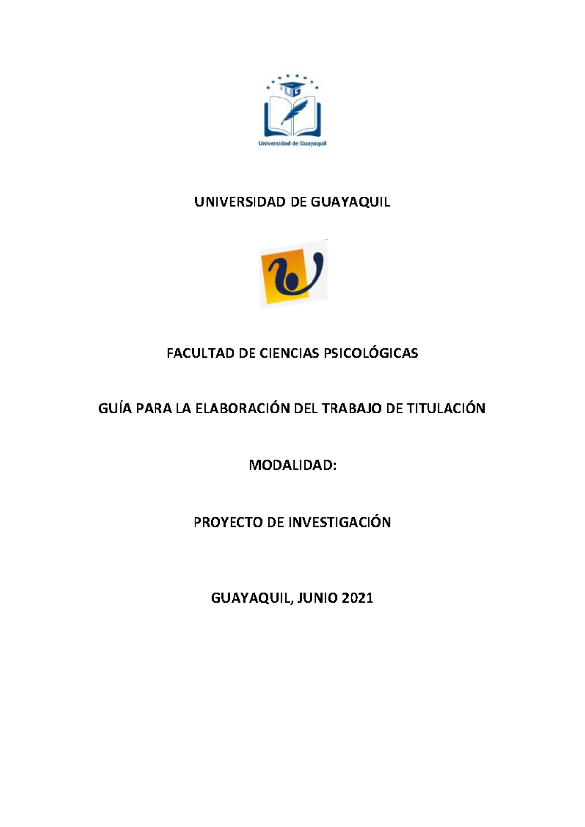 Guía de Elaboración del Trabajo de Titulación: Proyecto de Investigación - Document Preview