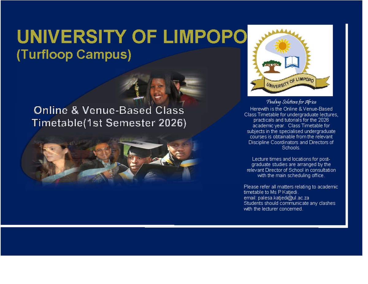 2026 1st Semester Lecture Timetable - University of Limpopo - Studocu