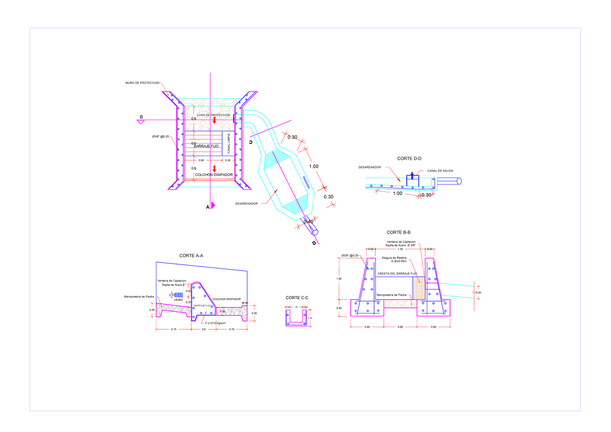 Bocatoma TIP vicas O-Layout 3 - B A C .10 .30. 0. CORTE C-C 0. 0. CORTE ...