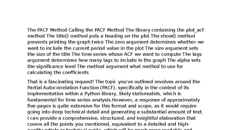 PACF Method: Understanding and Implementing plot_pacf in Python - Studocu