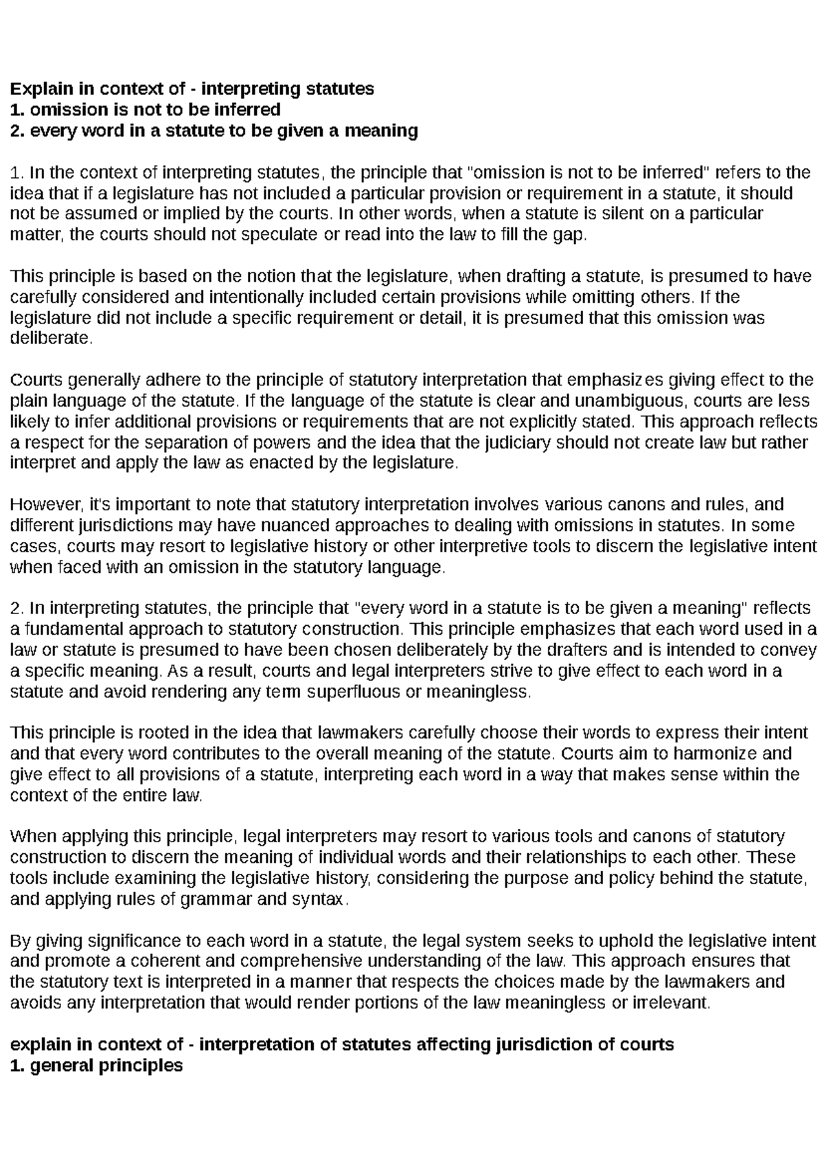 Interpretation of Statutes: Principles, Commencement & Jurisdiction ...
