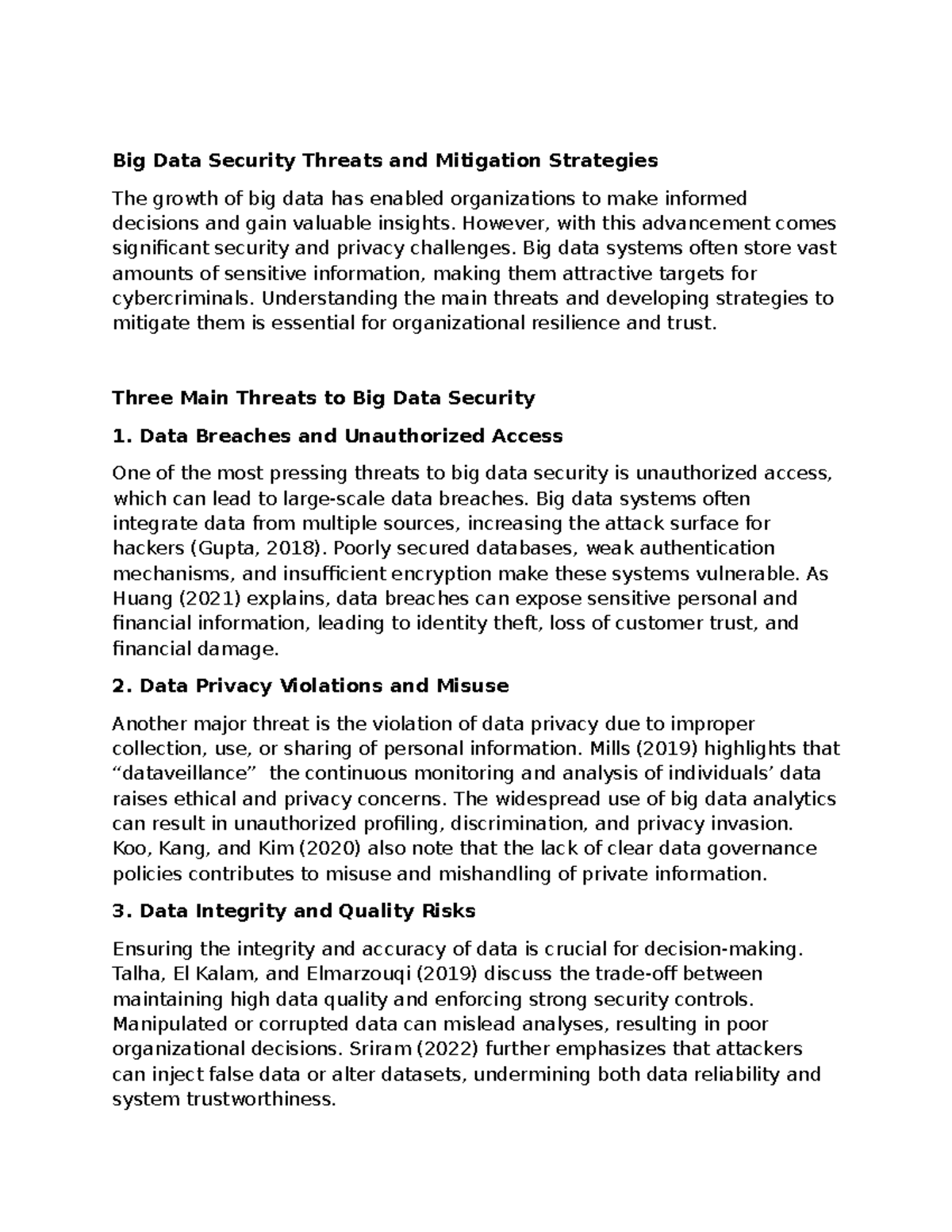 Big Data Security Threats & Mitigation Strategies - Unit 5 Assignment ...