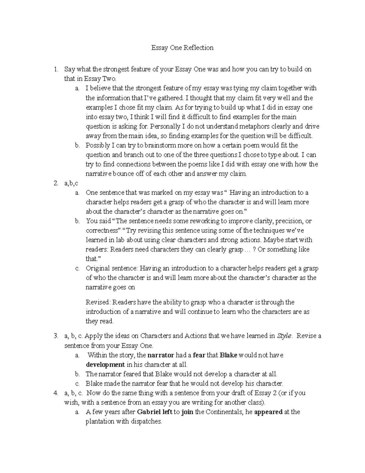 English 1B-Essay One Reflection - Essay One Reflection Say what the ...