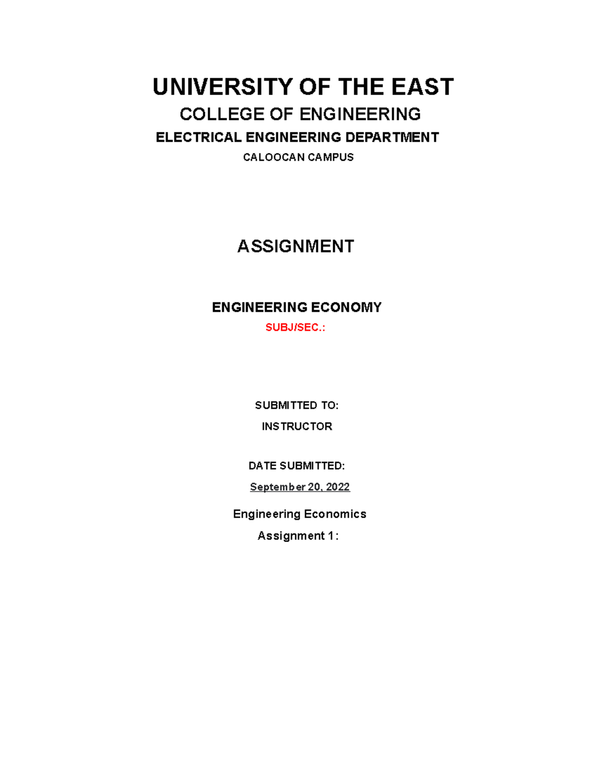 Engineering Economy M1 Assignment No. 1 Solutions and Analysis - Studocu