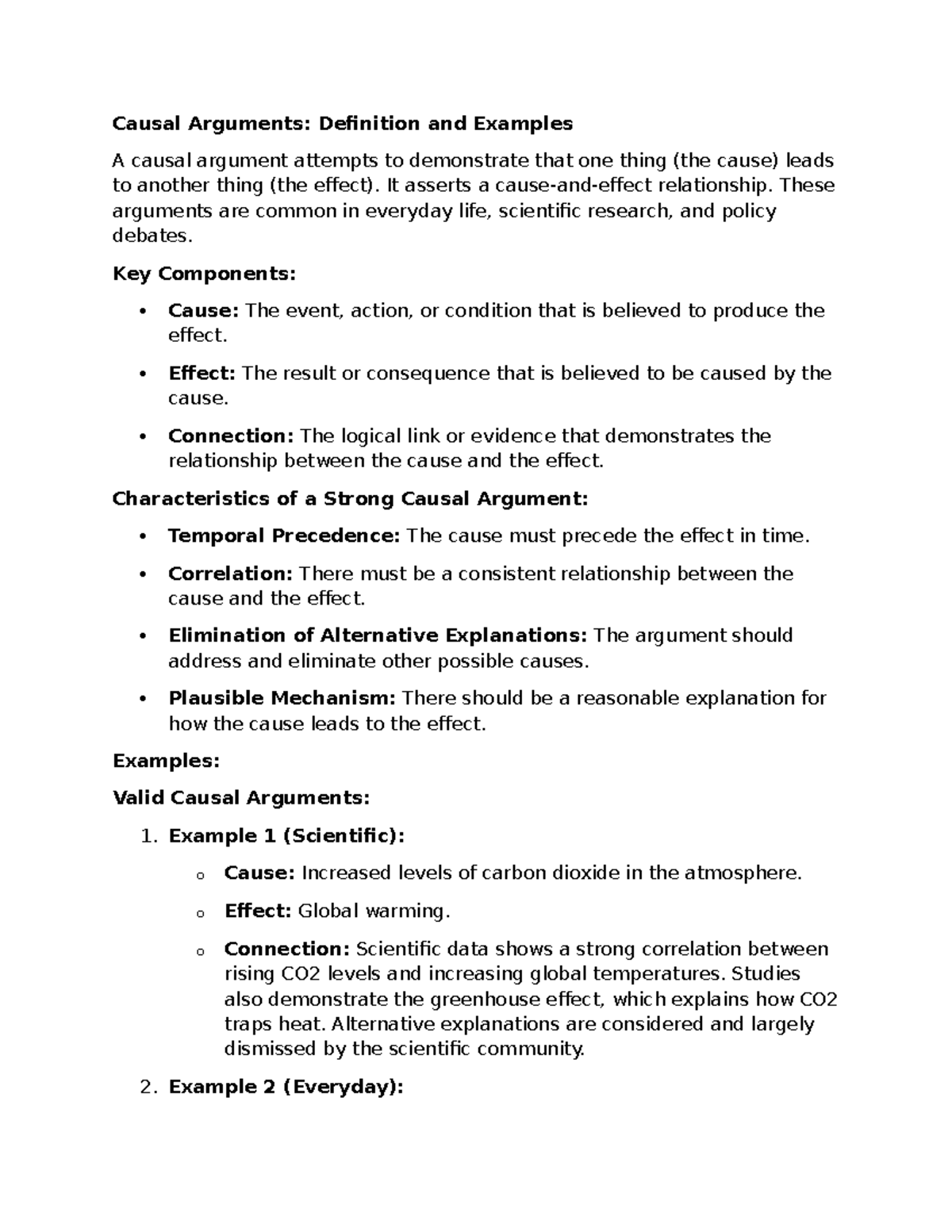 Final critical thinking notes - Causal Arguments: Definition and ...