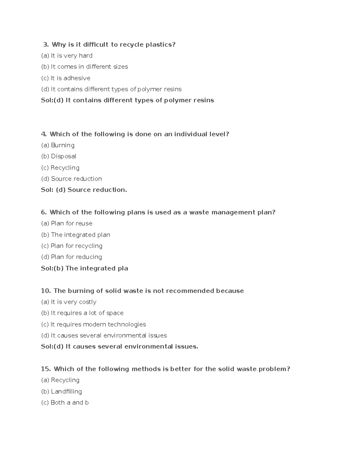 MCQ in Waste Management - Key Concepts and Questions - Studocu