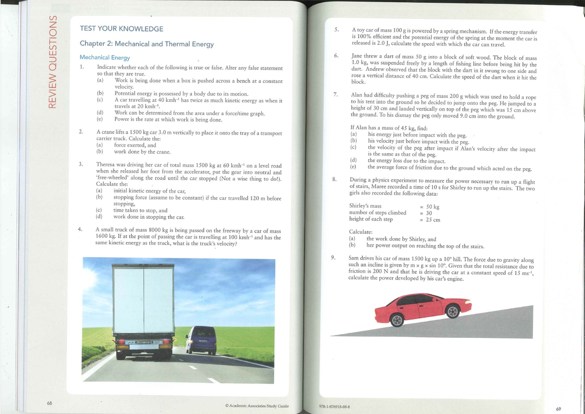 Mechanical Energy Review Questions (Chapter 2) - Test Your Knowledge ...