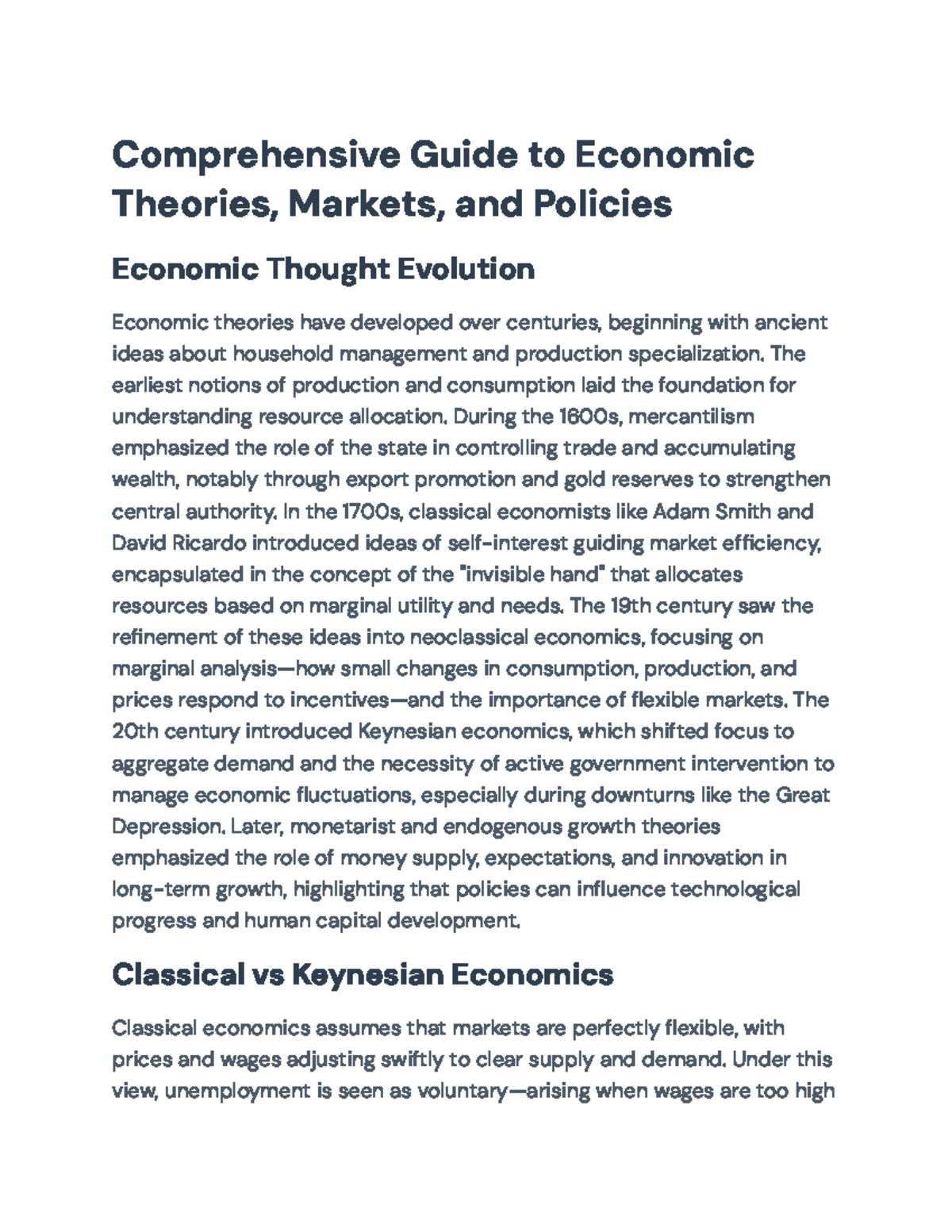 Comprehensive Guide to Economic Theories and Policies (ECO101 ...