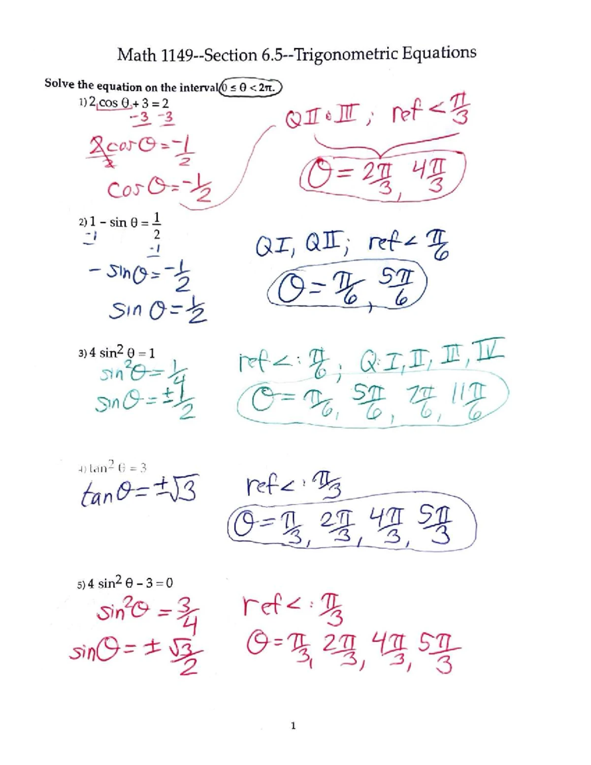 Math 1149 - Section 6.2: Angle Sum & Addition Formulas Solutions - Studocu