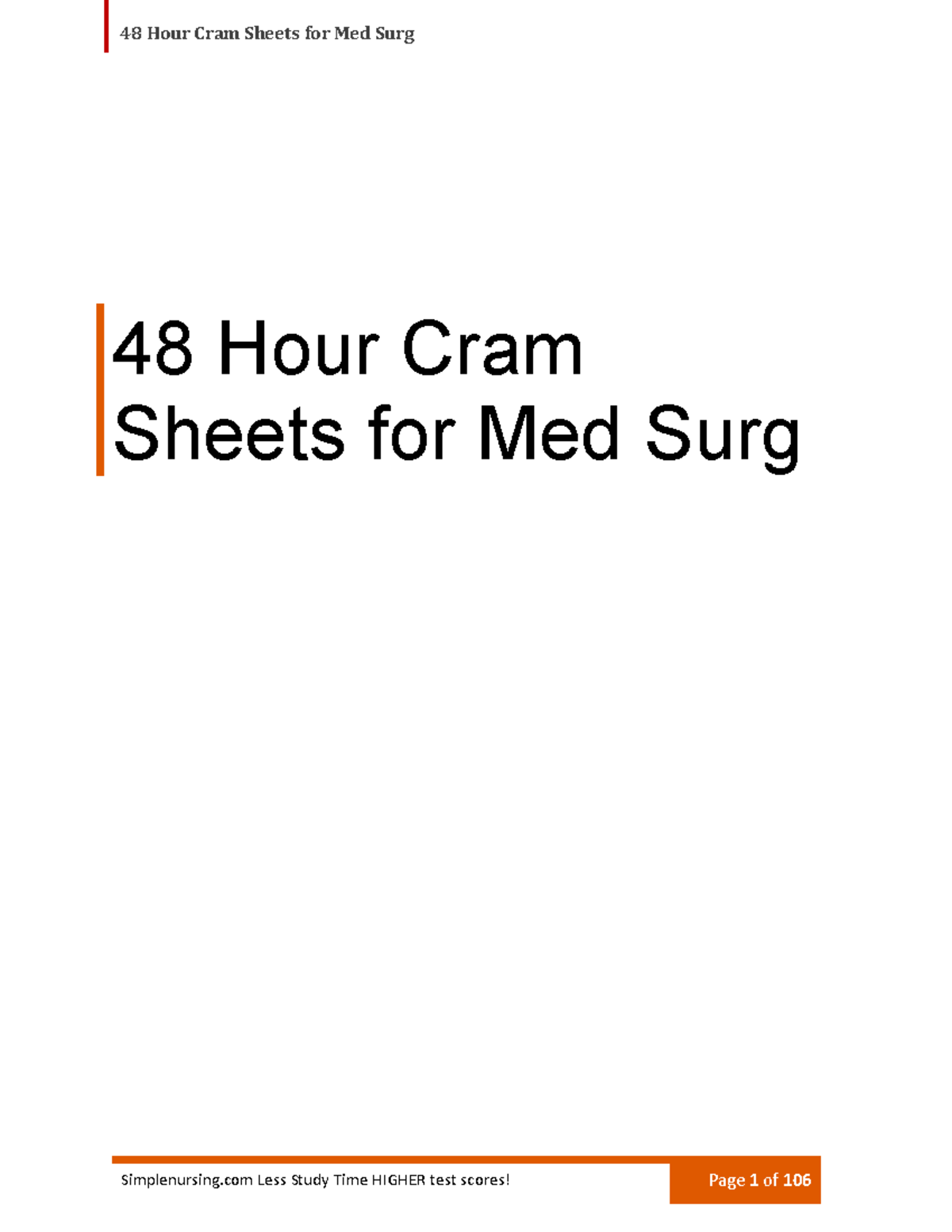 48 Hour Cram Sheets For Med Surg - BRAIN TUMOR Simplenursing Less Study ...
