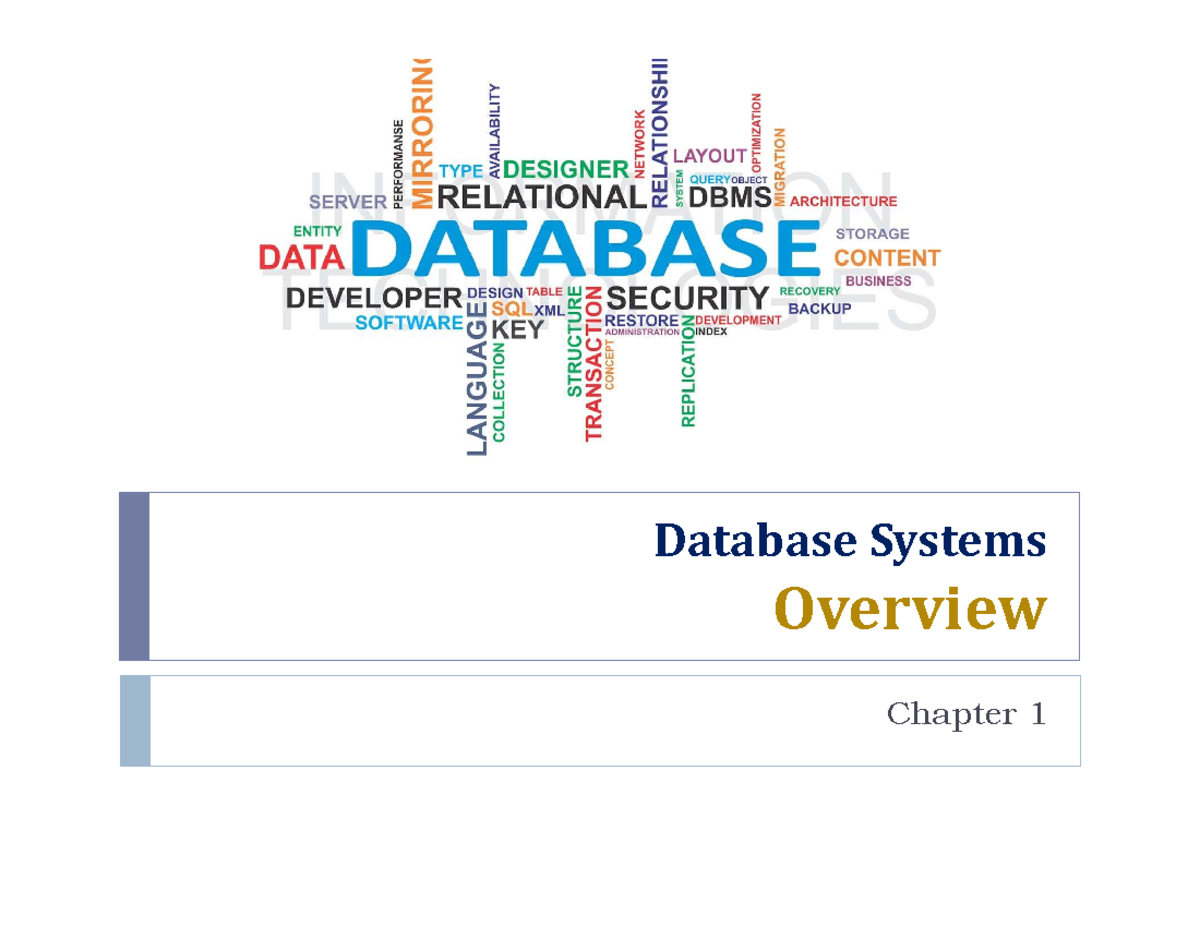 1 Database System-Overview - Database Systems Overview Chapter 1 ...