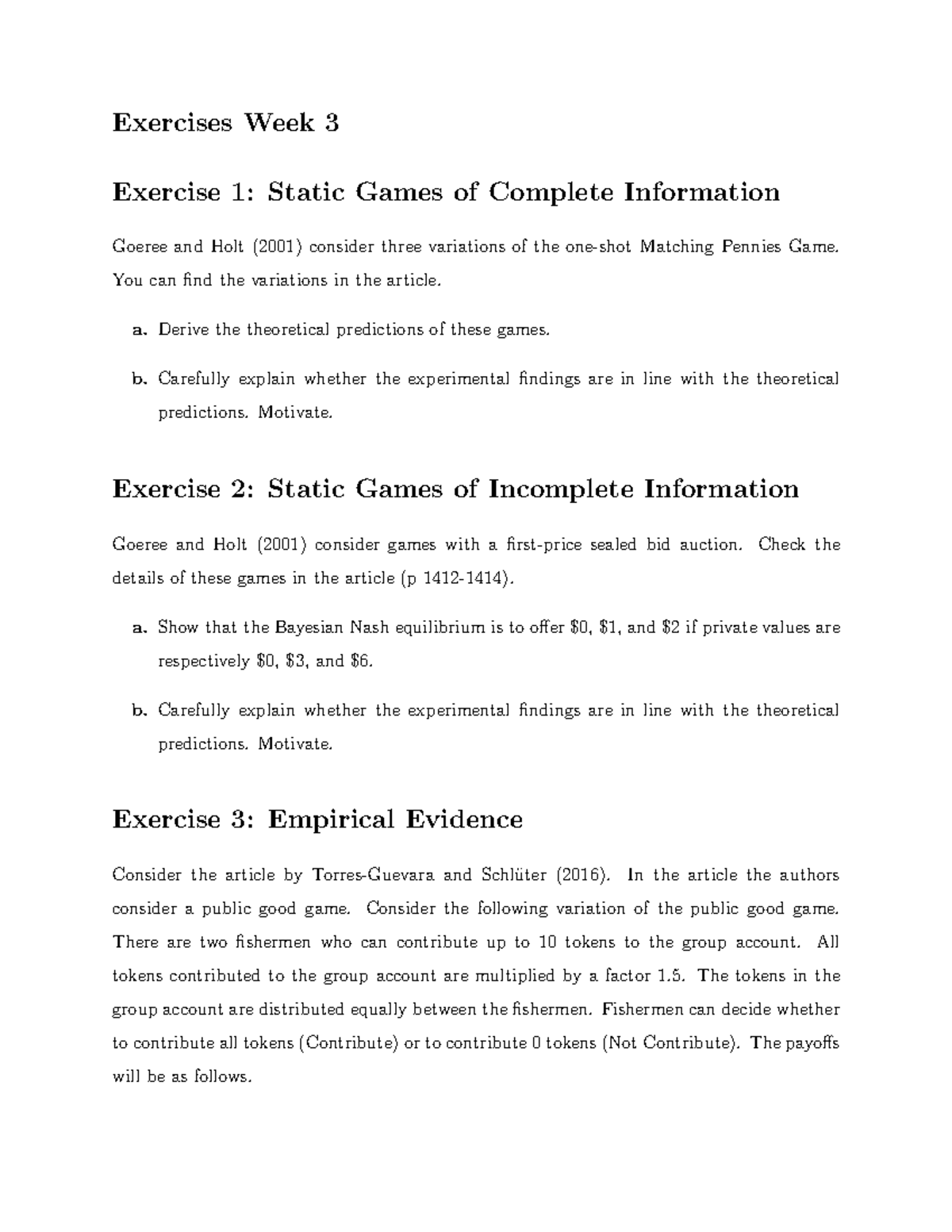 Exercises Tutorial - Week 3: Static & Dynamic Game Analysis - Studeersnel