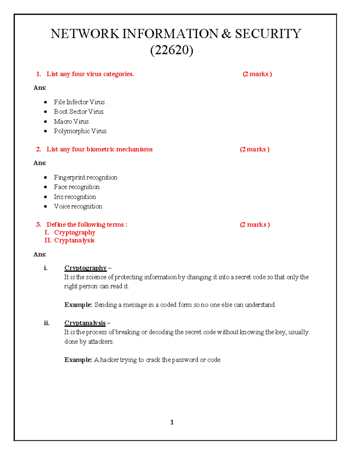NETWORK INFORMATION SECURITY (22620) - Winter 2023 Study Notes - Studocu