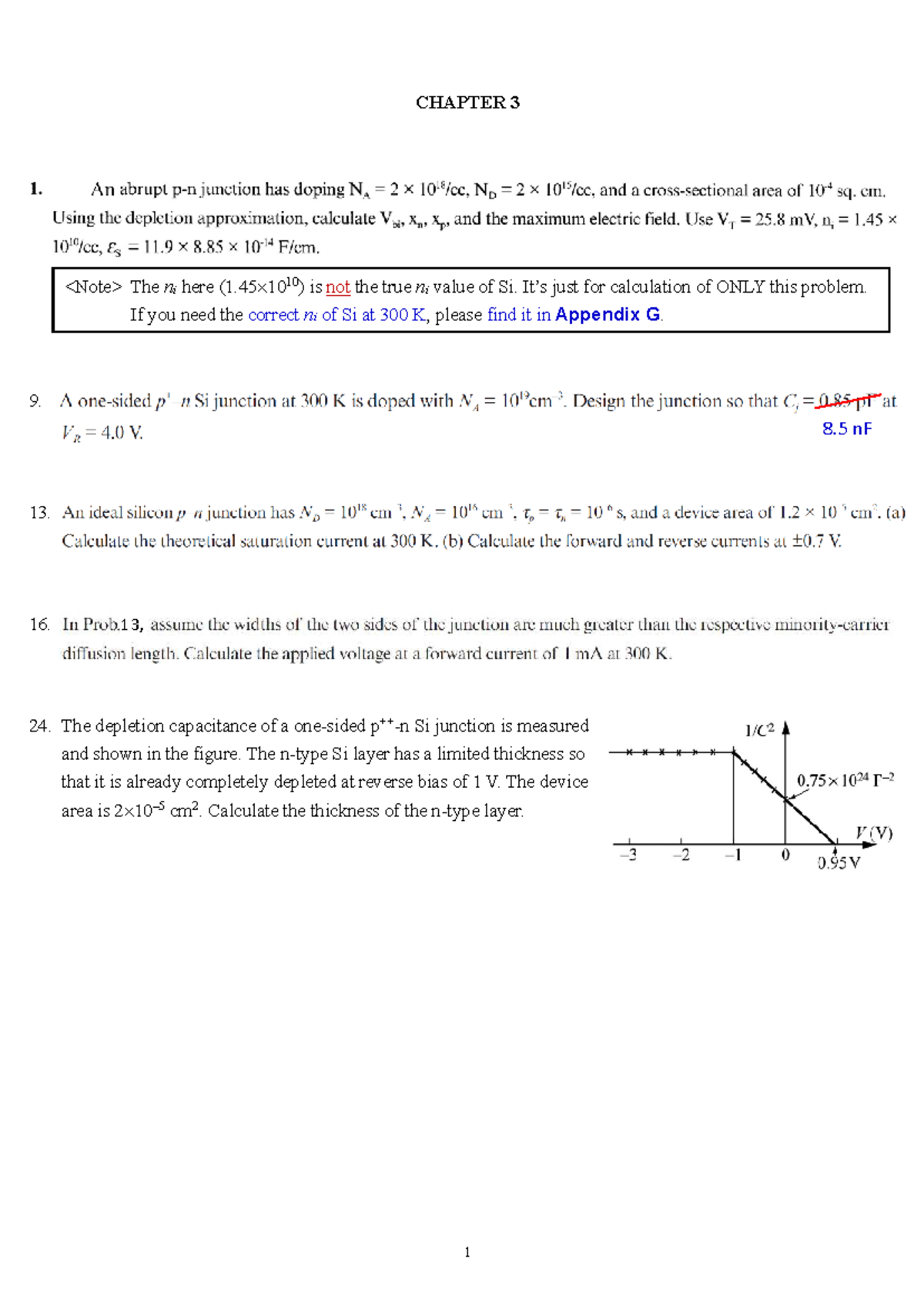 Problems & Solutions for CHAPTER 3: Si Junction Depletion Calculations ...