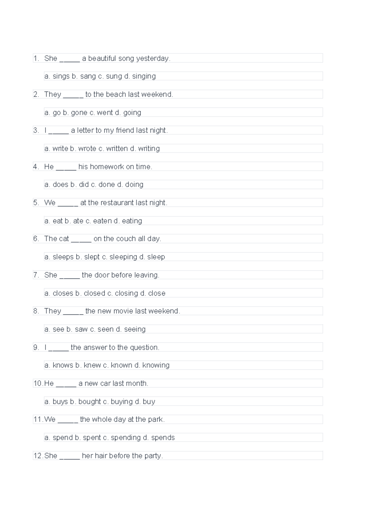 35 Past Tense Soal - Let's Learn How to Complete the Test - Studocu