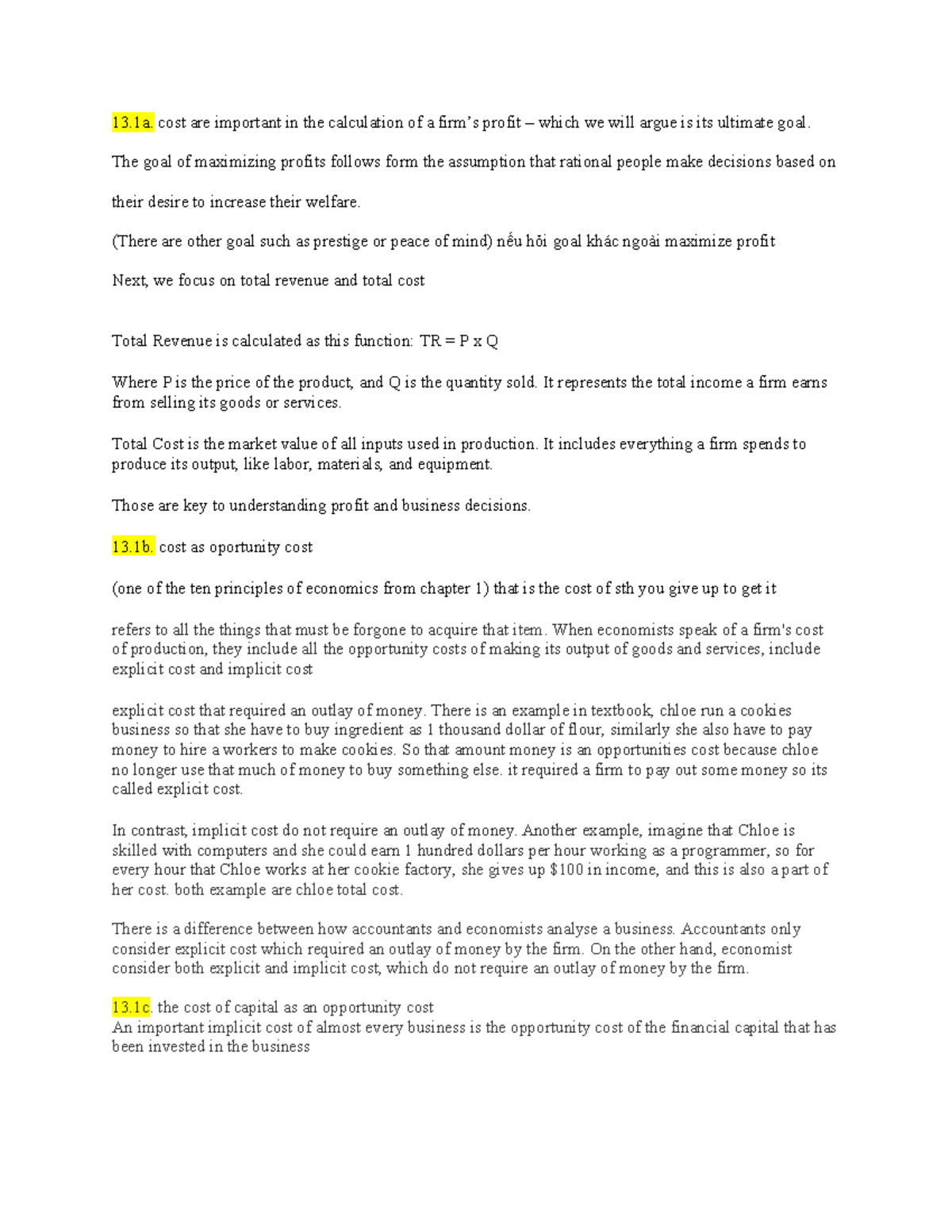 Chapter 13 - Cost Analysis and Profit Maximization in Economics - Studocu
