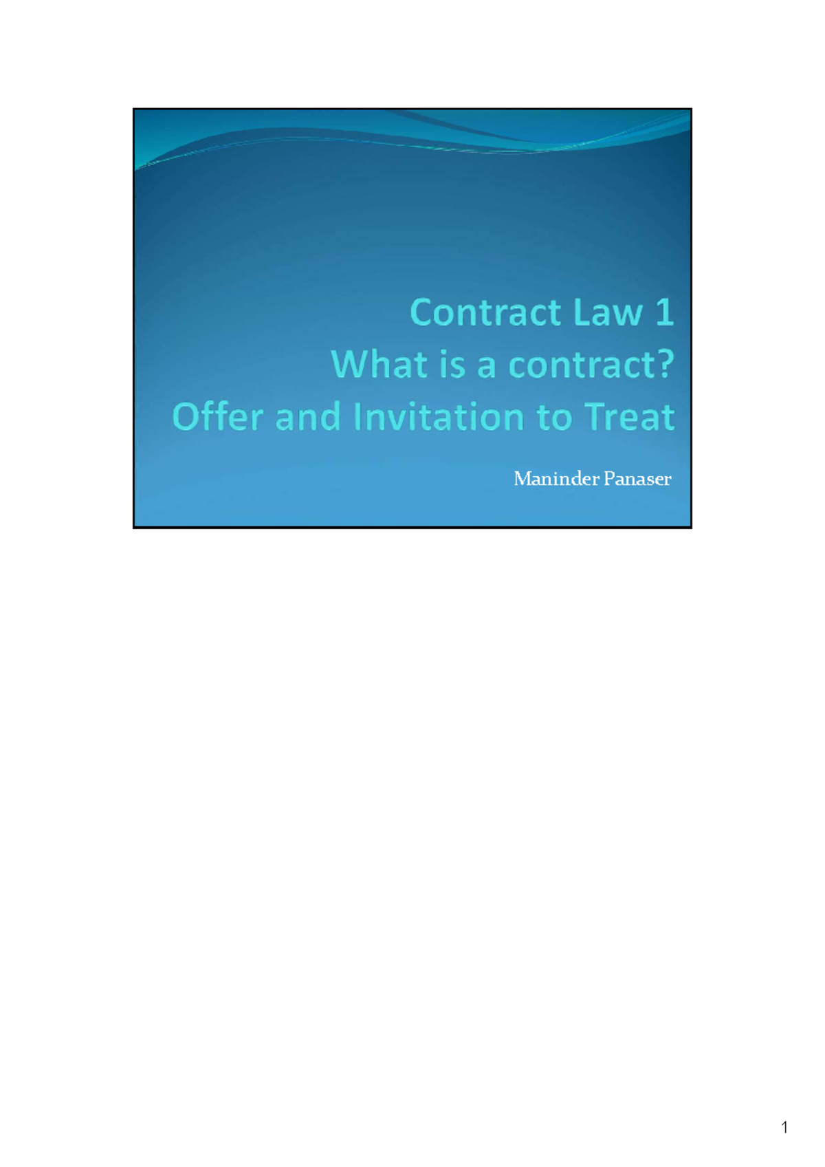 Contract Law Essentials: Key Concepts and Learning Objectives (LAW101 ...