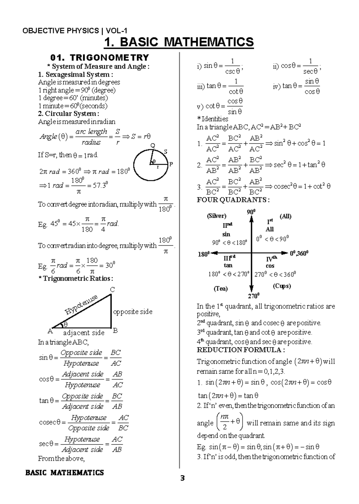 Objective Physics 1: Trigonometry and Basic Mathematics Concepts - Studocu