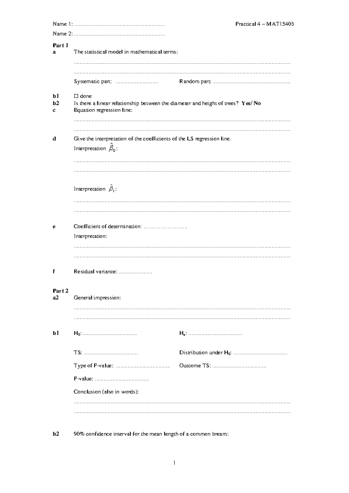 Practical 4 Notes - Statistical Models and Regression Analysis - MAT ...