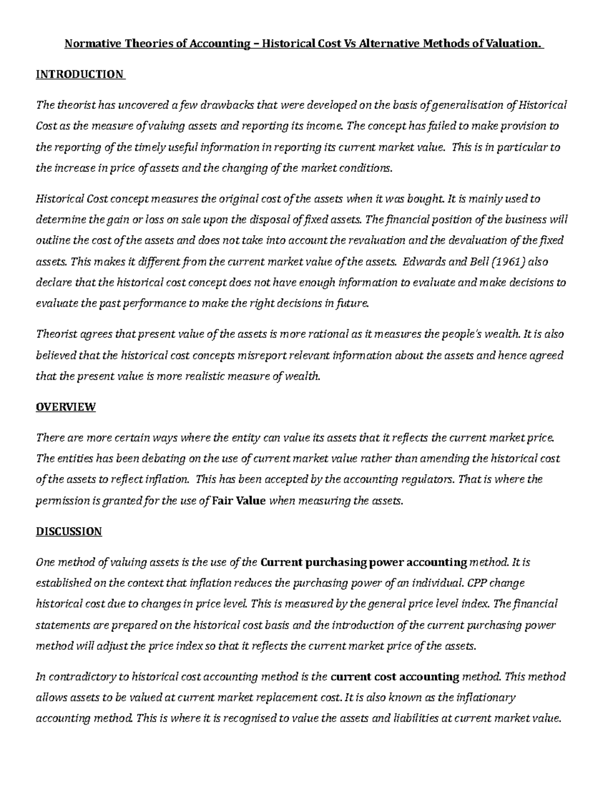 Assignment 1 ACC706 - Normative Theories of Accounting – Historical ...