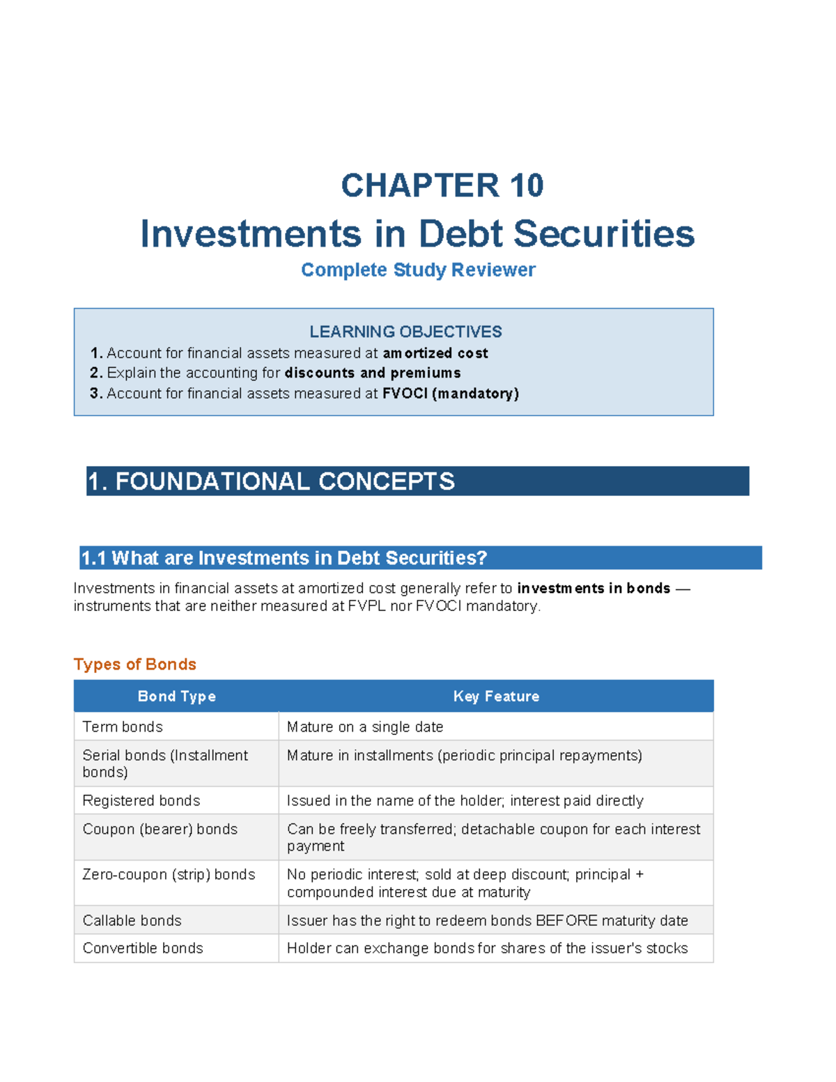 CHAPTER 10 Investments in Debt Securities Study Guide - Studocu