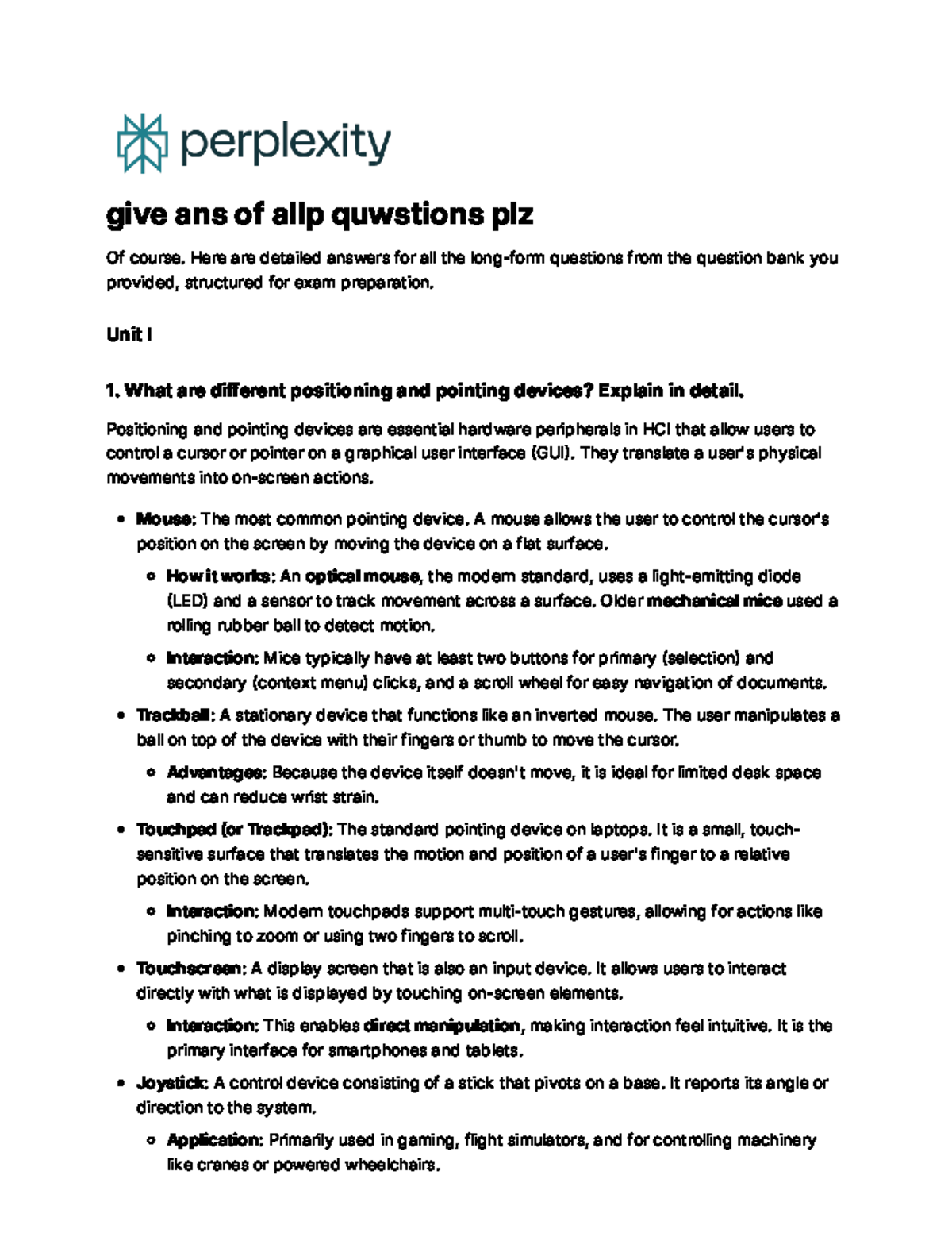 HCI 101: Comprehensive Answers to Exam Questions - Studocu