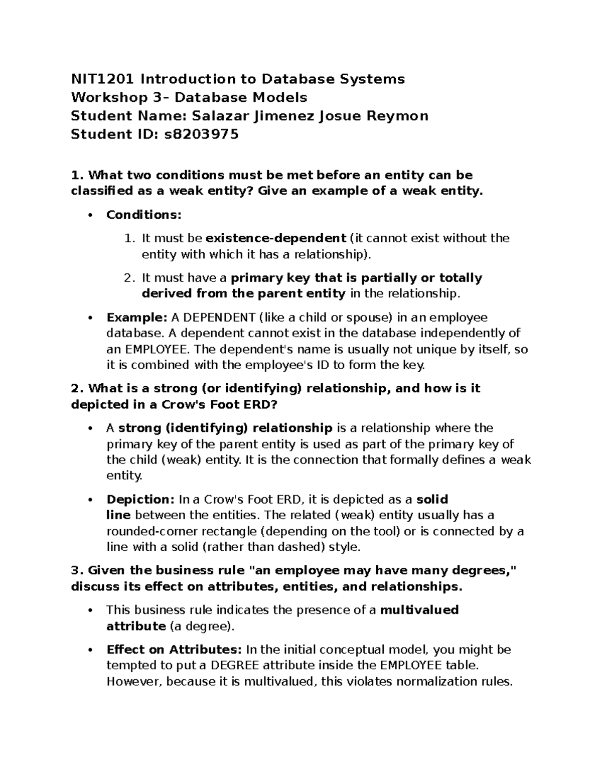 NIT1201 Lab 04: Understanding Database Models and ER Diagrams - Studocu