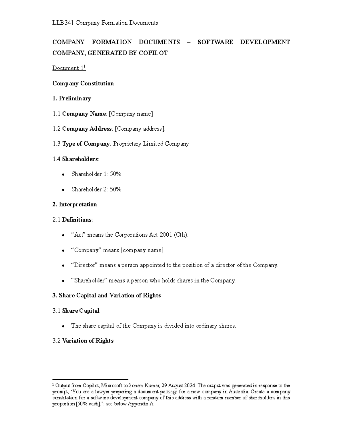 LLB341 Company Formation Docs: Software Development Essentials - Studocu