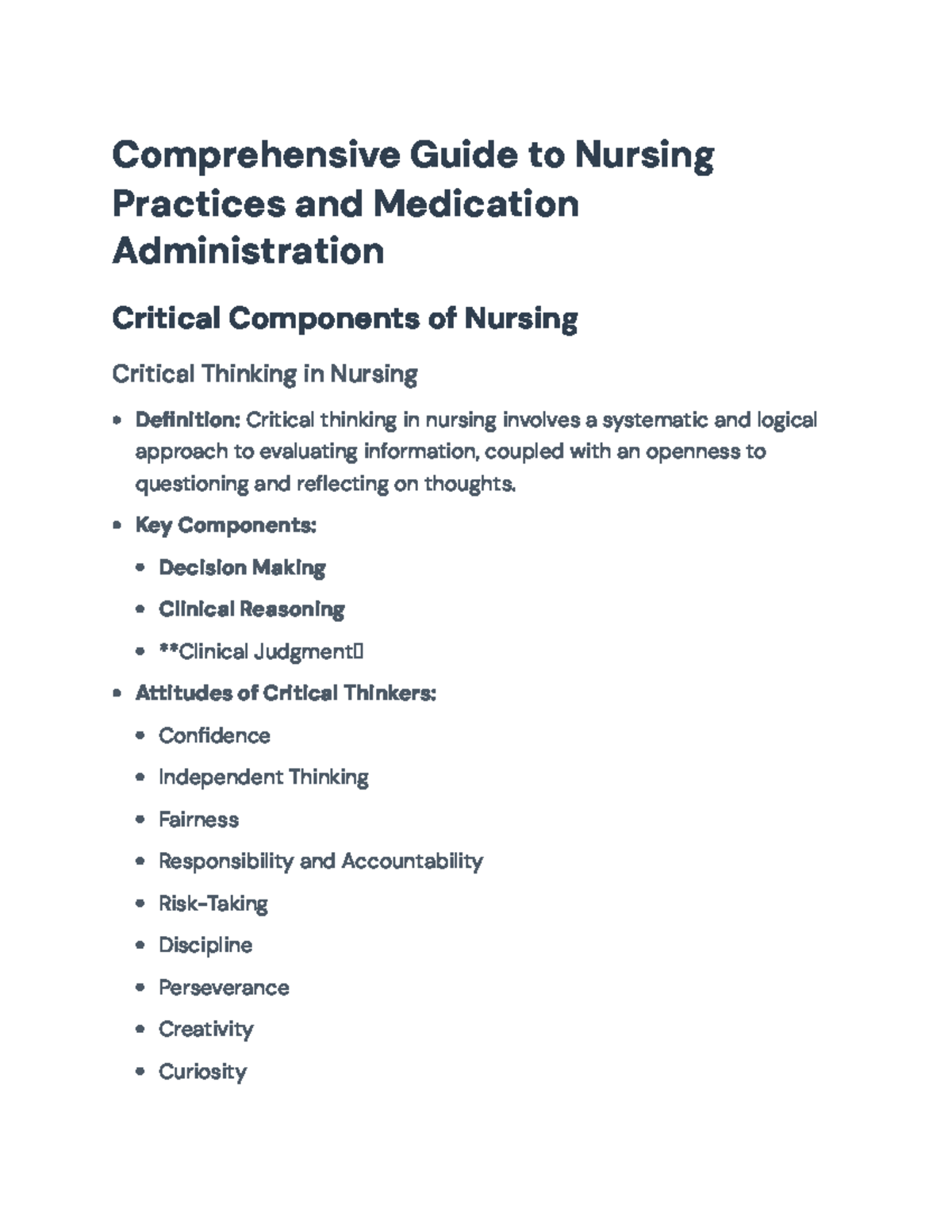 Comprehensive Guide to Nursing Practices and Medication Administration ...
