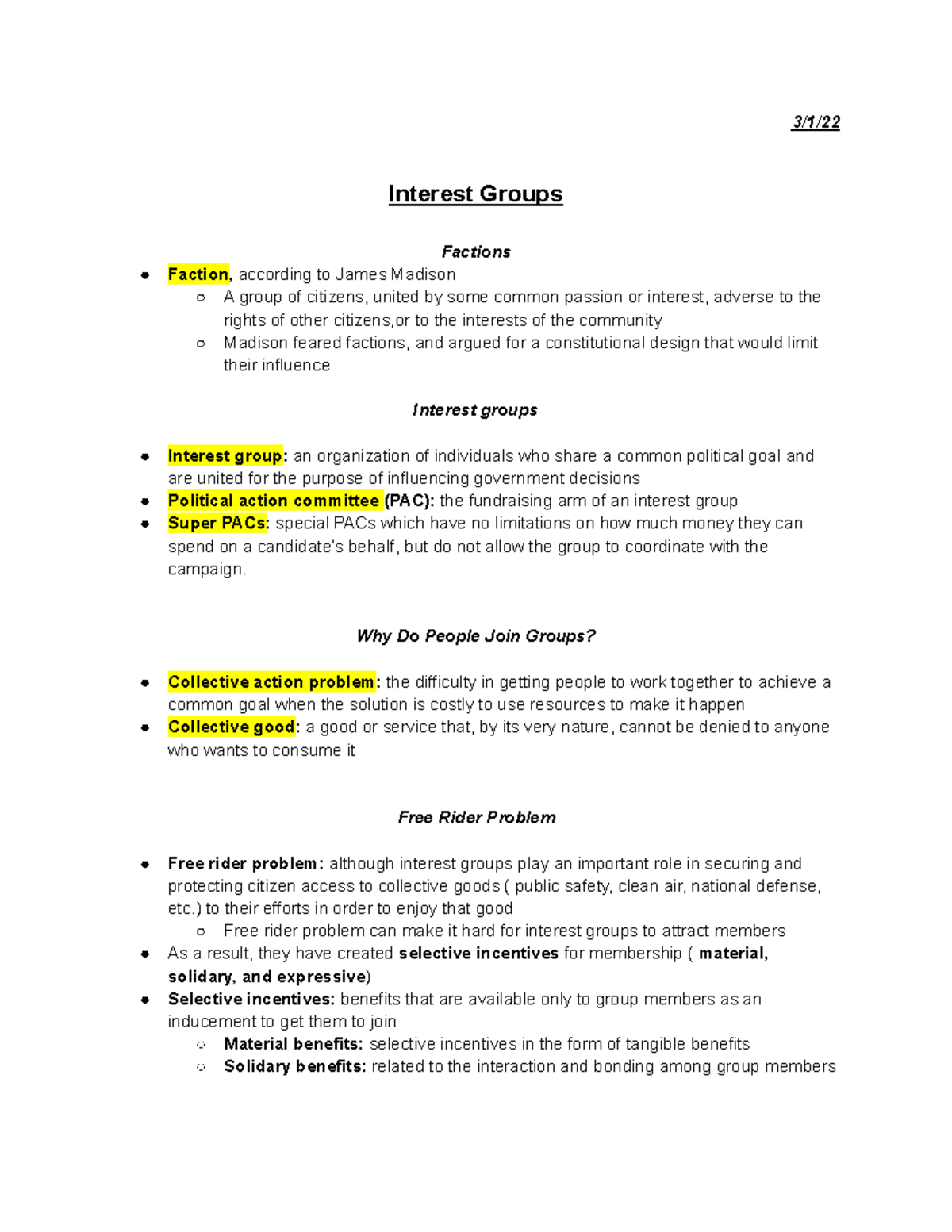 Interest Groups 3 1 22 - Professor Curry - 3/1/ Interest Groups ...