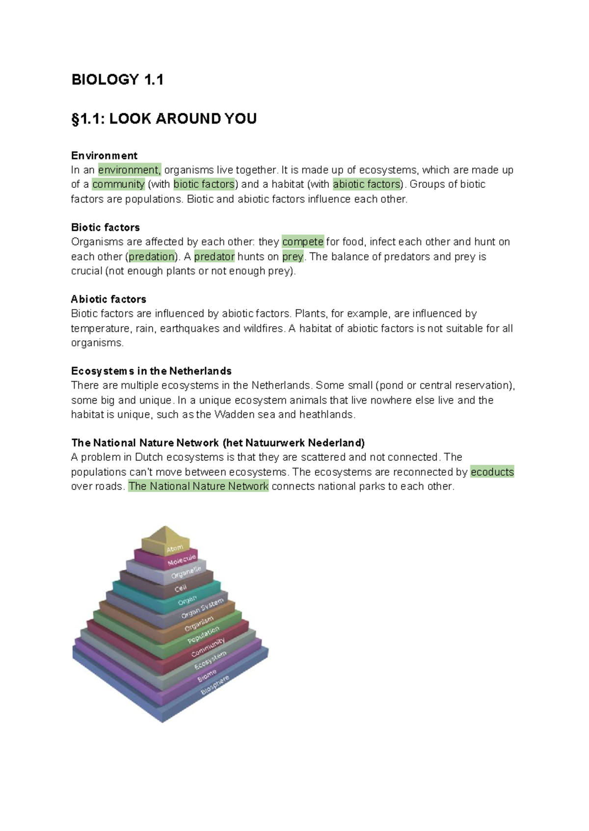 BIOLOGY 1.1 Chapter 1: Ecosystems and Environmental Impact - Studeersnel
