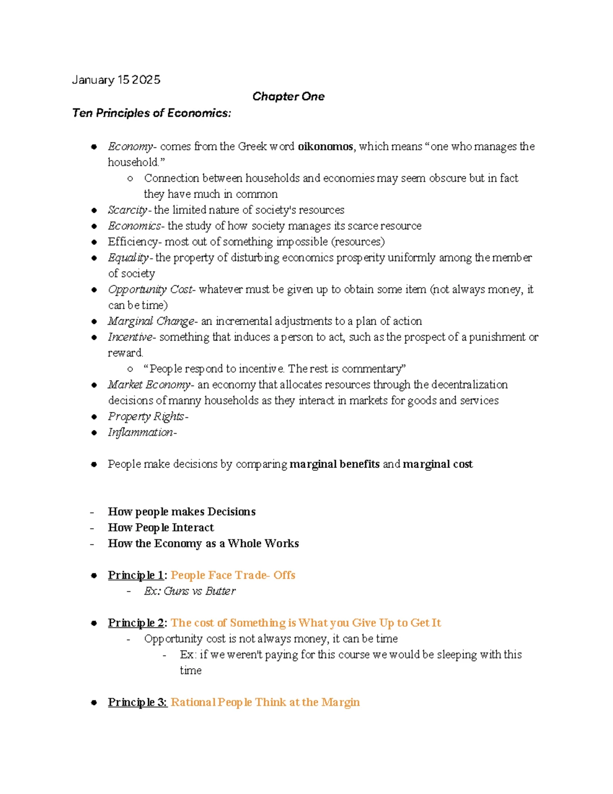 ECO 101 - Chapter 1 Economics Principles & Key Concepts Summary - Studocu