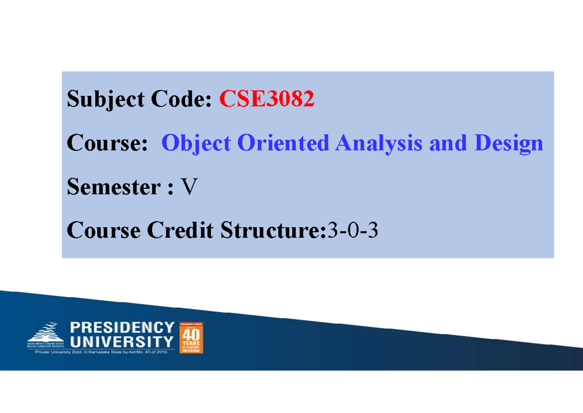 CSE - Object Oriented Analysis & Design: Module 1 Overview - Studocu