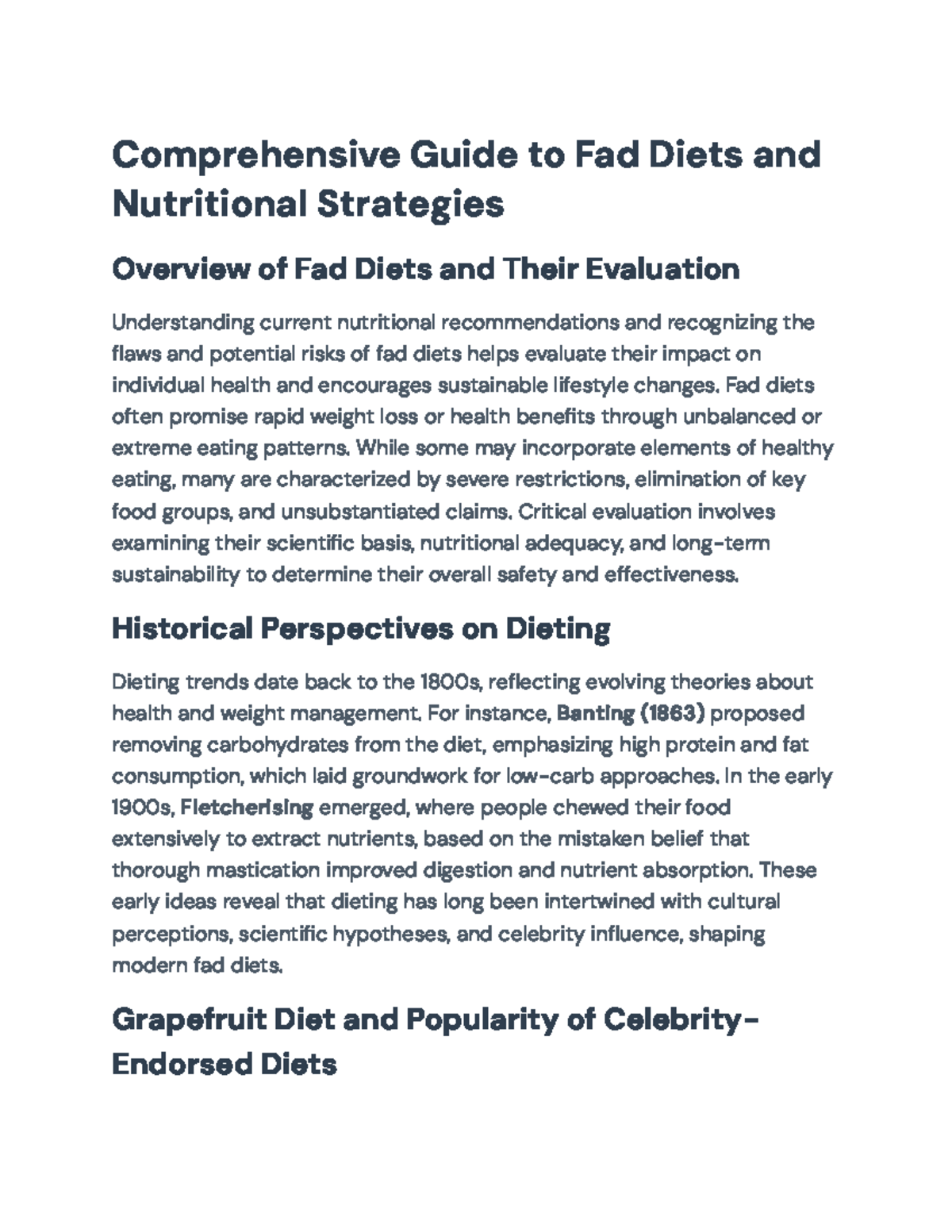 Comprehensive Guide to Fad Diets and Nutritional Strategies ...