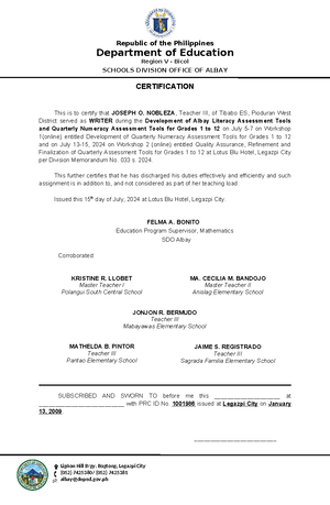 F9 Narrative Report - NG Republic of the Philippines Department of ...