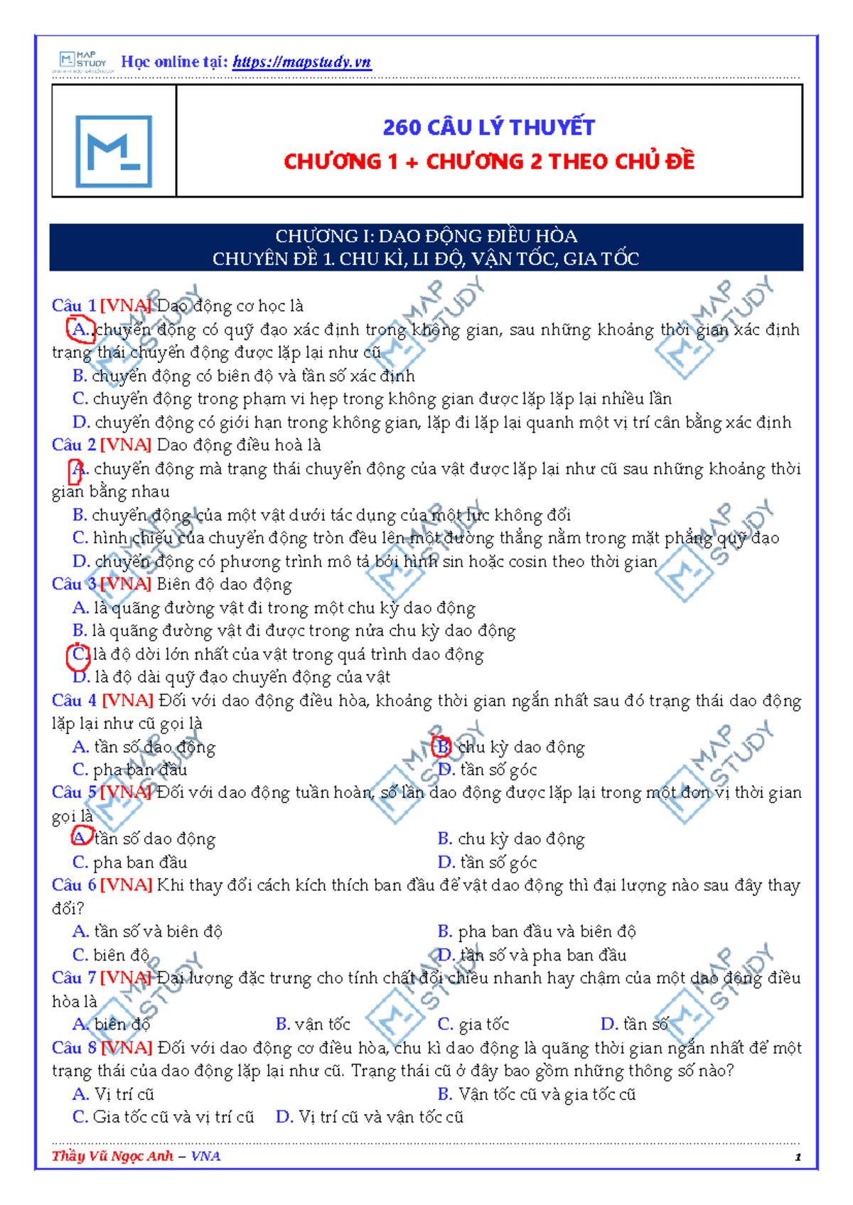 VNA 260 c u l thuy t ch ng 1 ch ng 2 theo ch - 260 CÂU LÝ THUYẾT CHƯƠNG ...