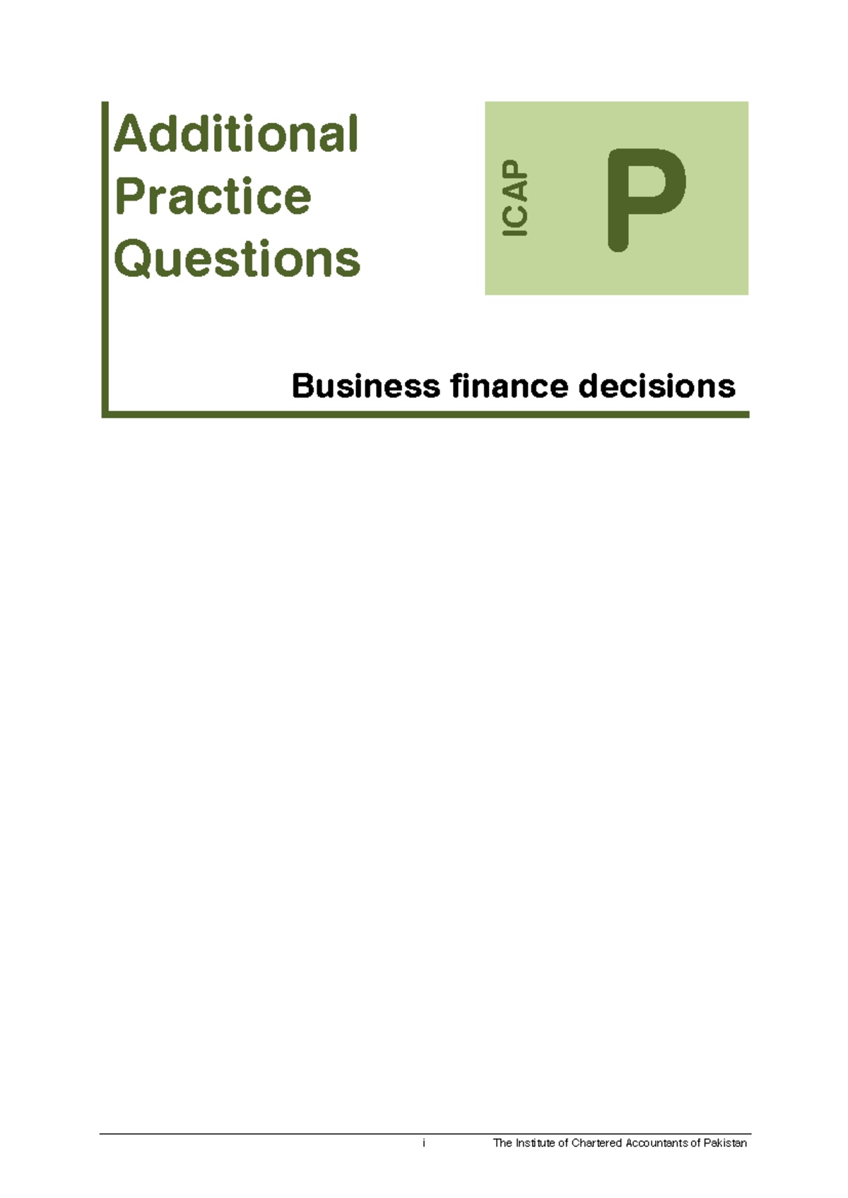CFAP 4 BFD Practice Questions and Solutions for Business Finance ...