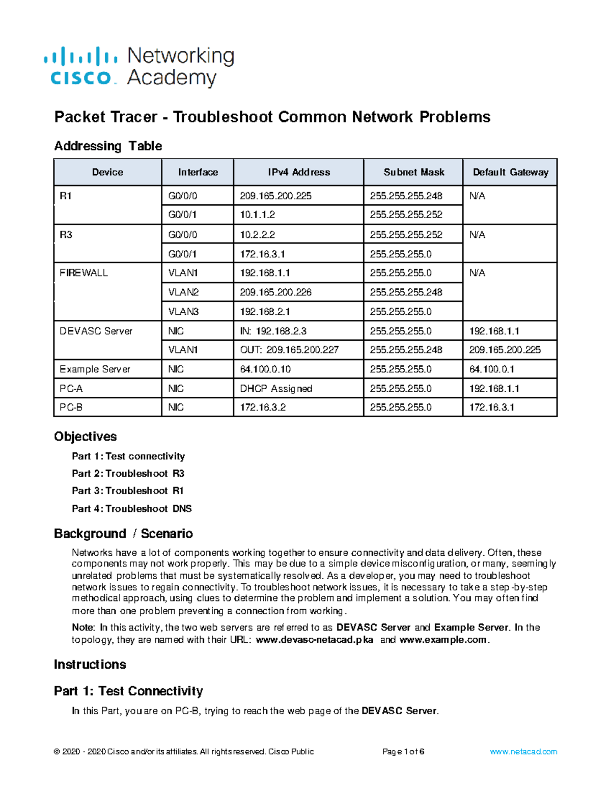 Packet Tracer: Troubleshooting Common Network Issues (DEVASC) - Studocu
