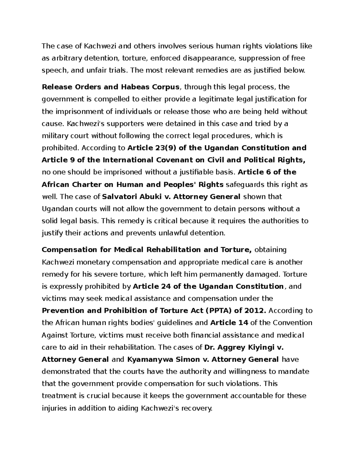Human Rights Remedies in Kachwezi Case: Legal Insights and Analysis ...