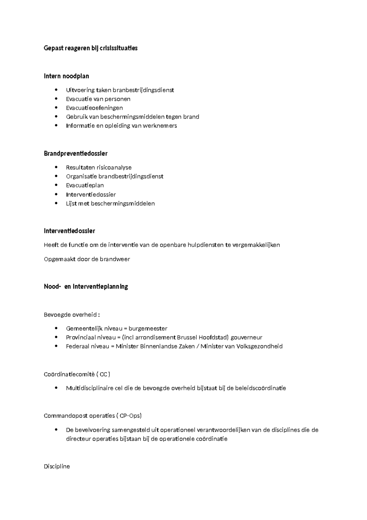 Crisismanagement en Noodplanning: Intern Noodplan en Evacuatie ...