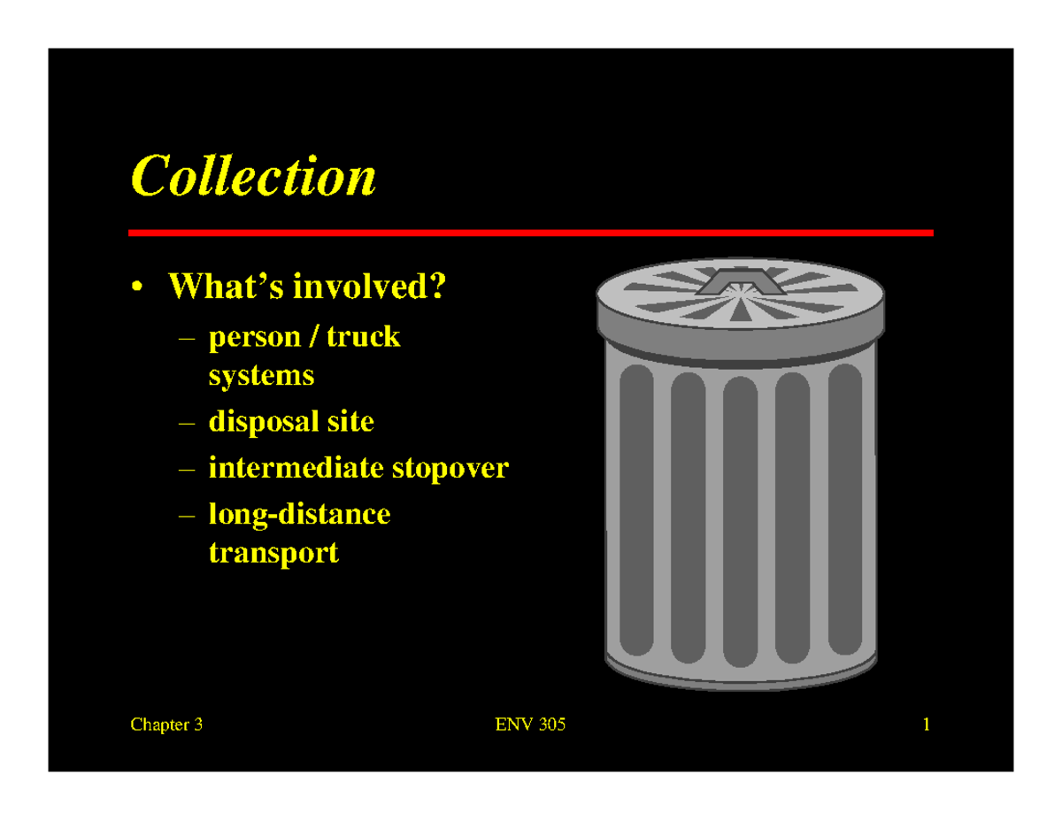 Municipal Solid Waste Collection Phases - ENV 305 Chapter 3 - Studocu
