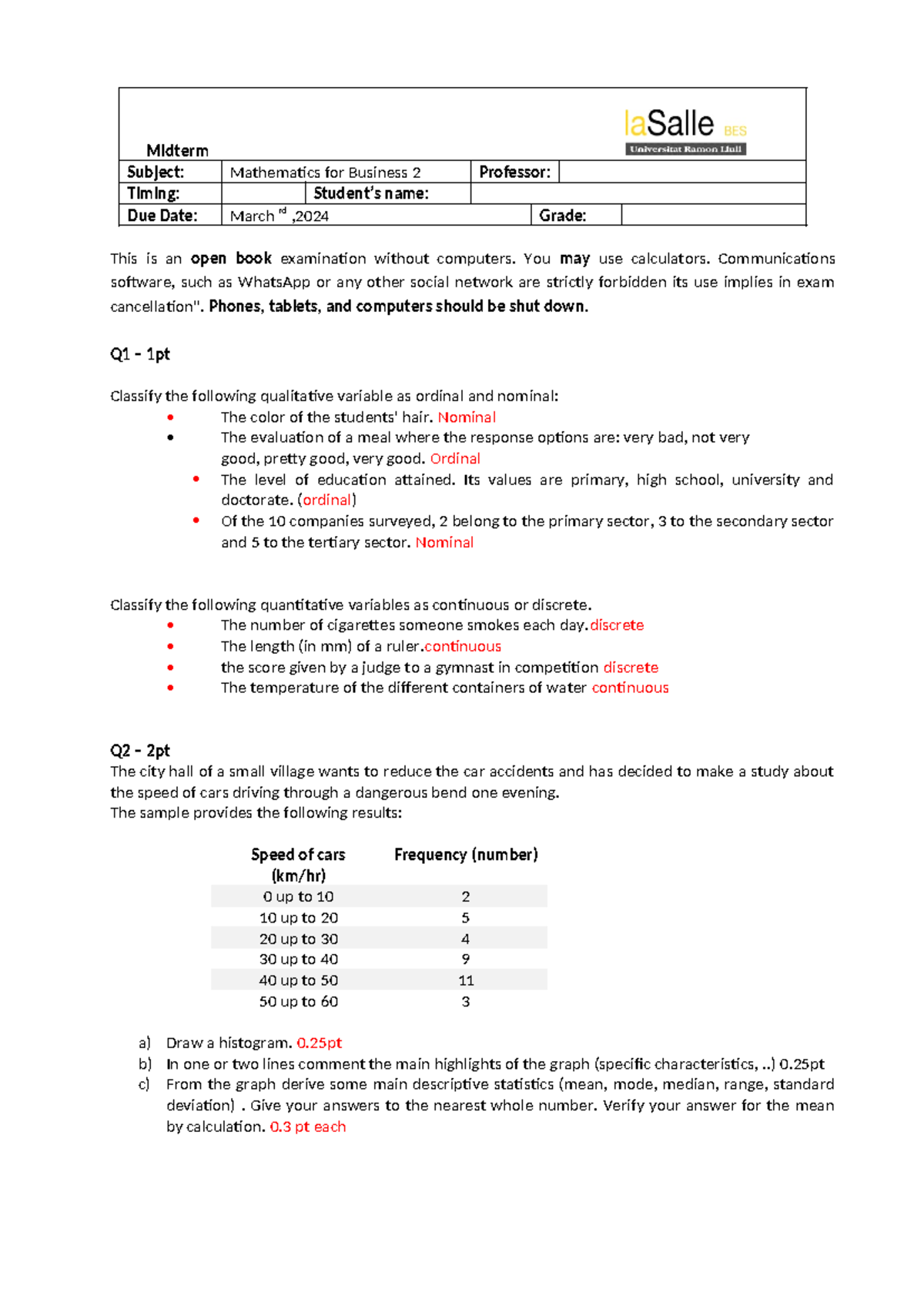 Mathematics for Business 2 - Midterm Exam Prep Guide - Studocu