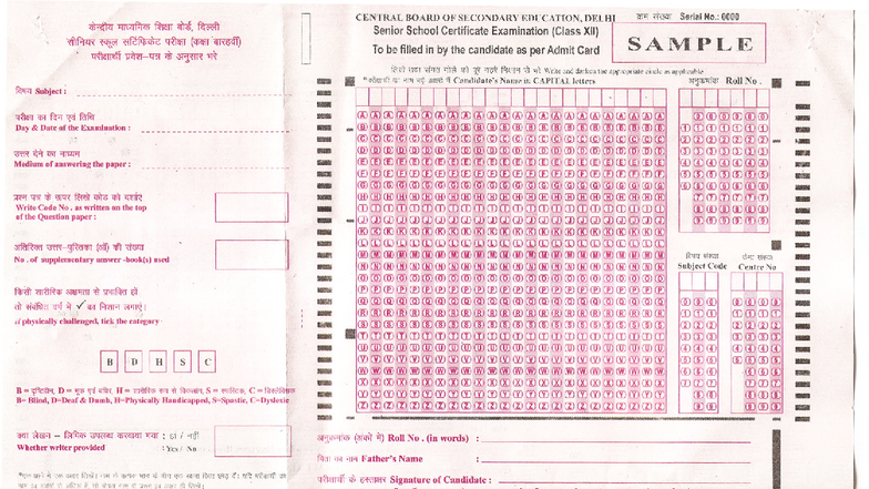 CBSE Class XII OMR Exam Notes - 2009 (OMR-XII-2009) - Studocu