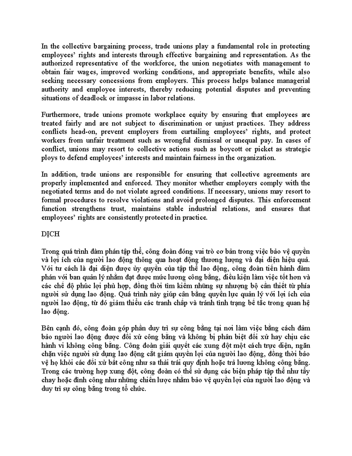 Unit 12-N3: The Role of Trade Unions in Collective Bargaining - Studocu